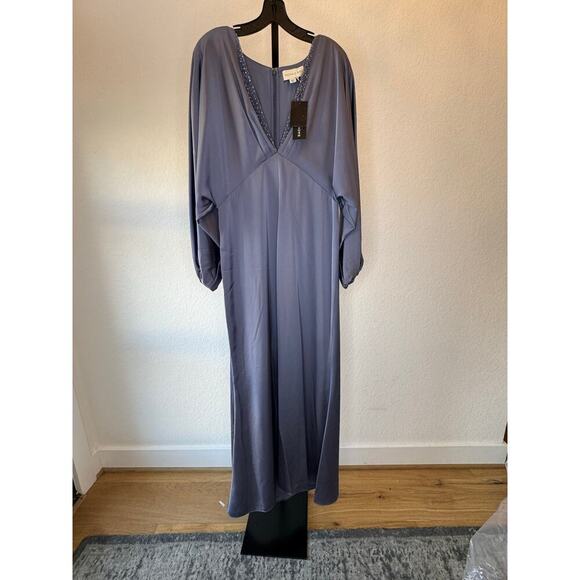 Sachin & Babi | Satin Gabby V Neck A Line Gown - Picture 3 of 8